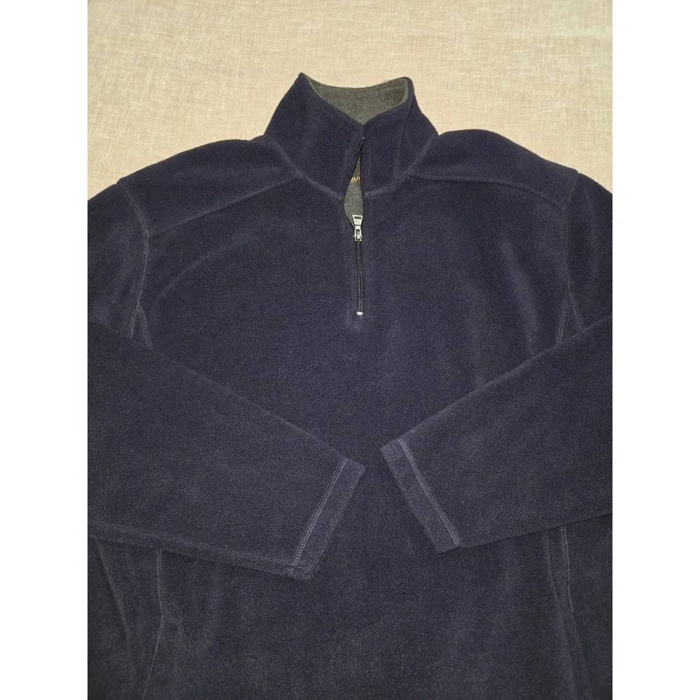St. John's Bay Navy Blue Quarter Zip Fleece Pullover Mens